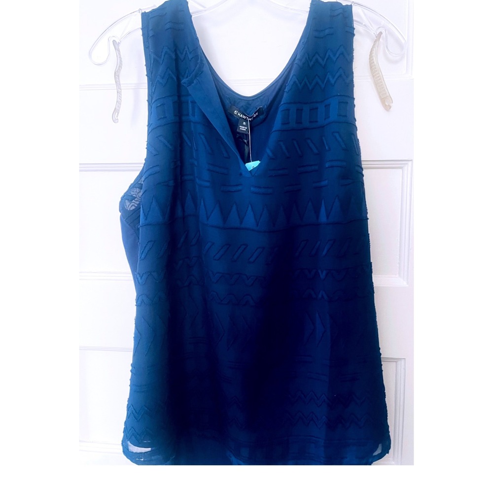 41 Hawthorn Ezide Textured Mixed Material Top XL Navy Sleeveless NWT Stitch Fix - Picture 2 of 4